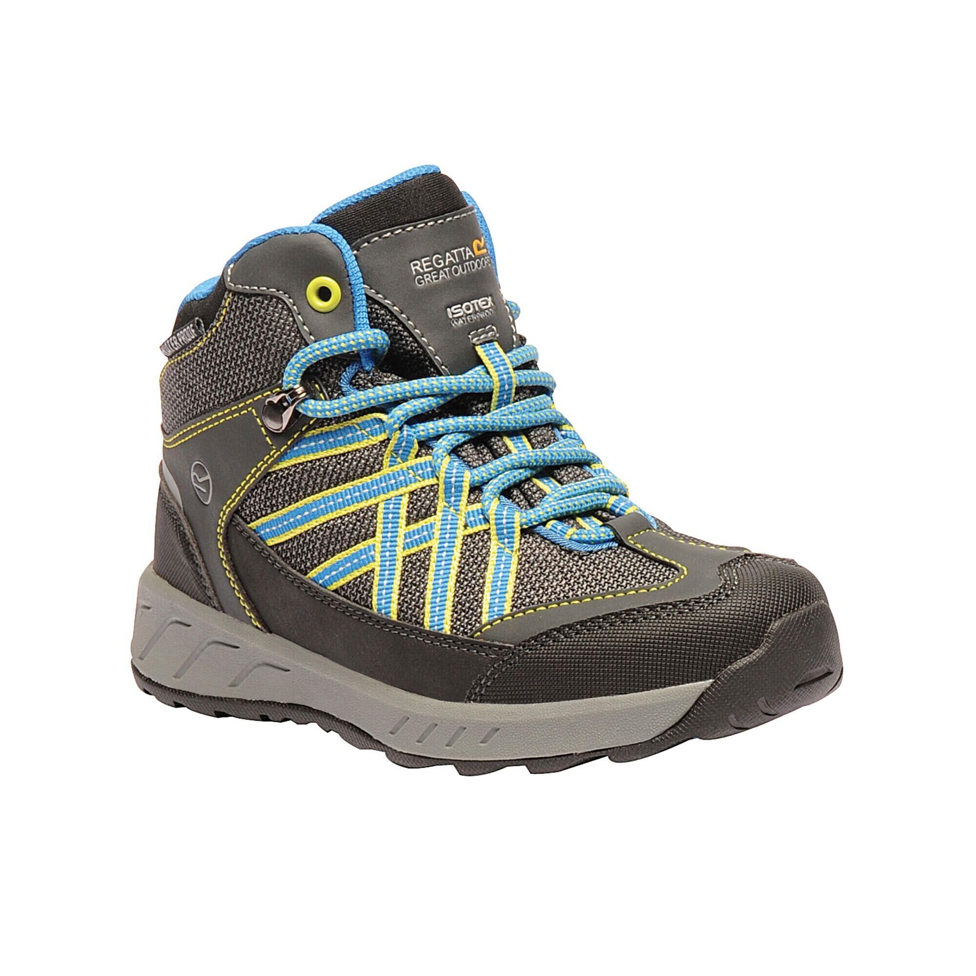REGATTA Samaris Kids' Hiking Waterproof Mid Boots - Grey/Blue