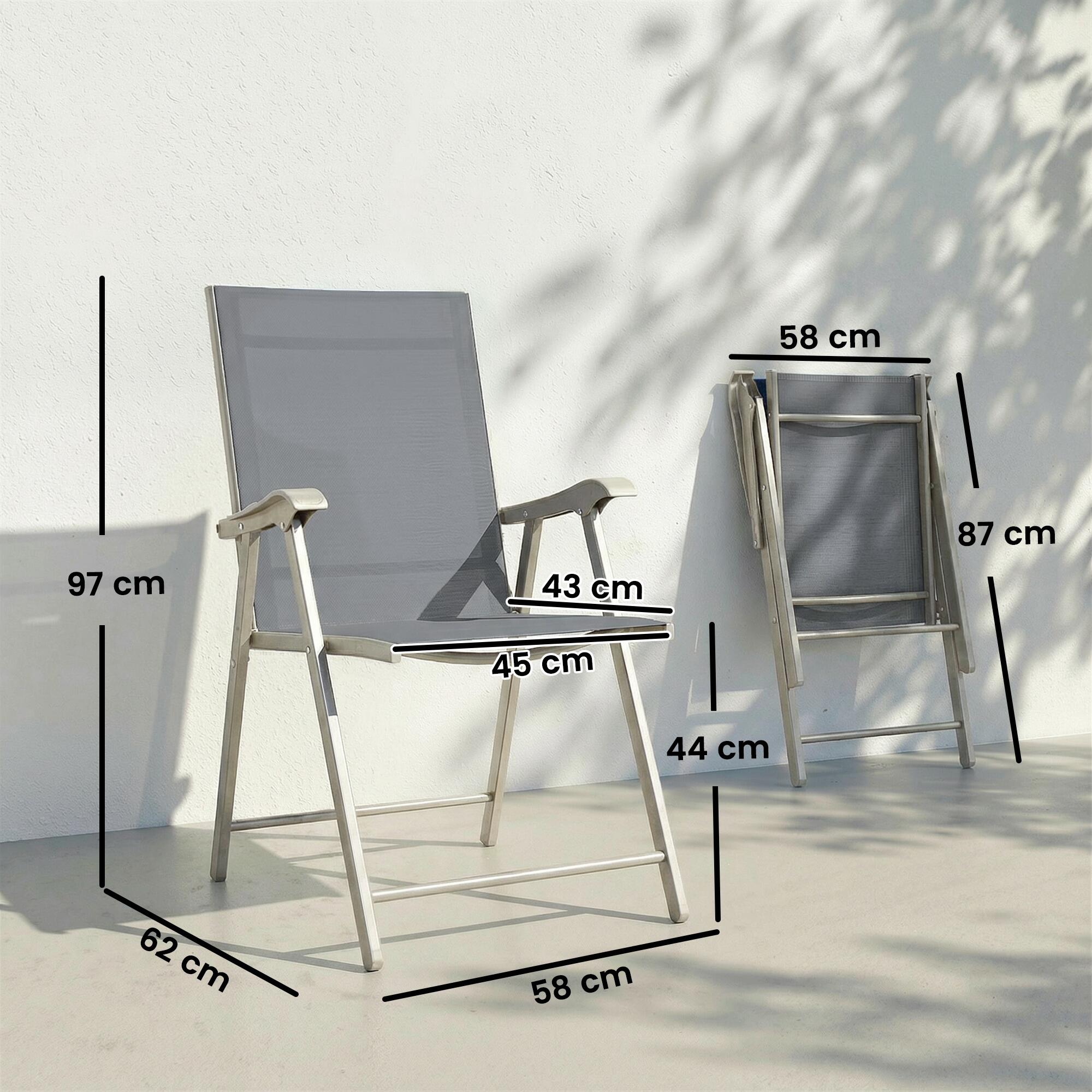 Cadeiras dobráveis de jardim 58x62x97 cm cinzento claro Outsunny 3/5