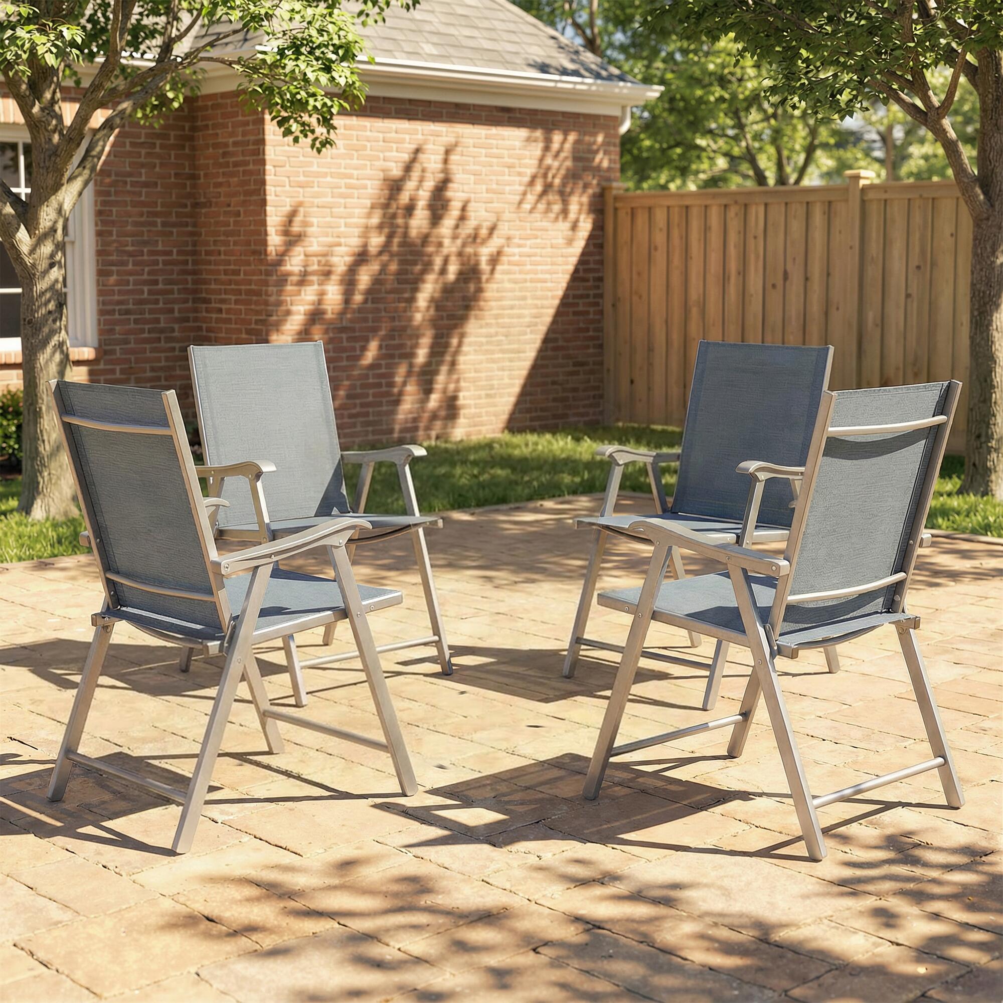 Cadeiras dobráveis de jardim 58x62x97 cm cinzento claro Outsunny 2/5