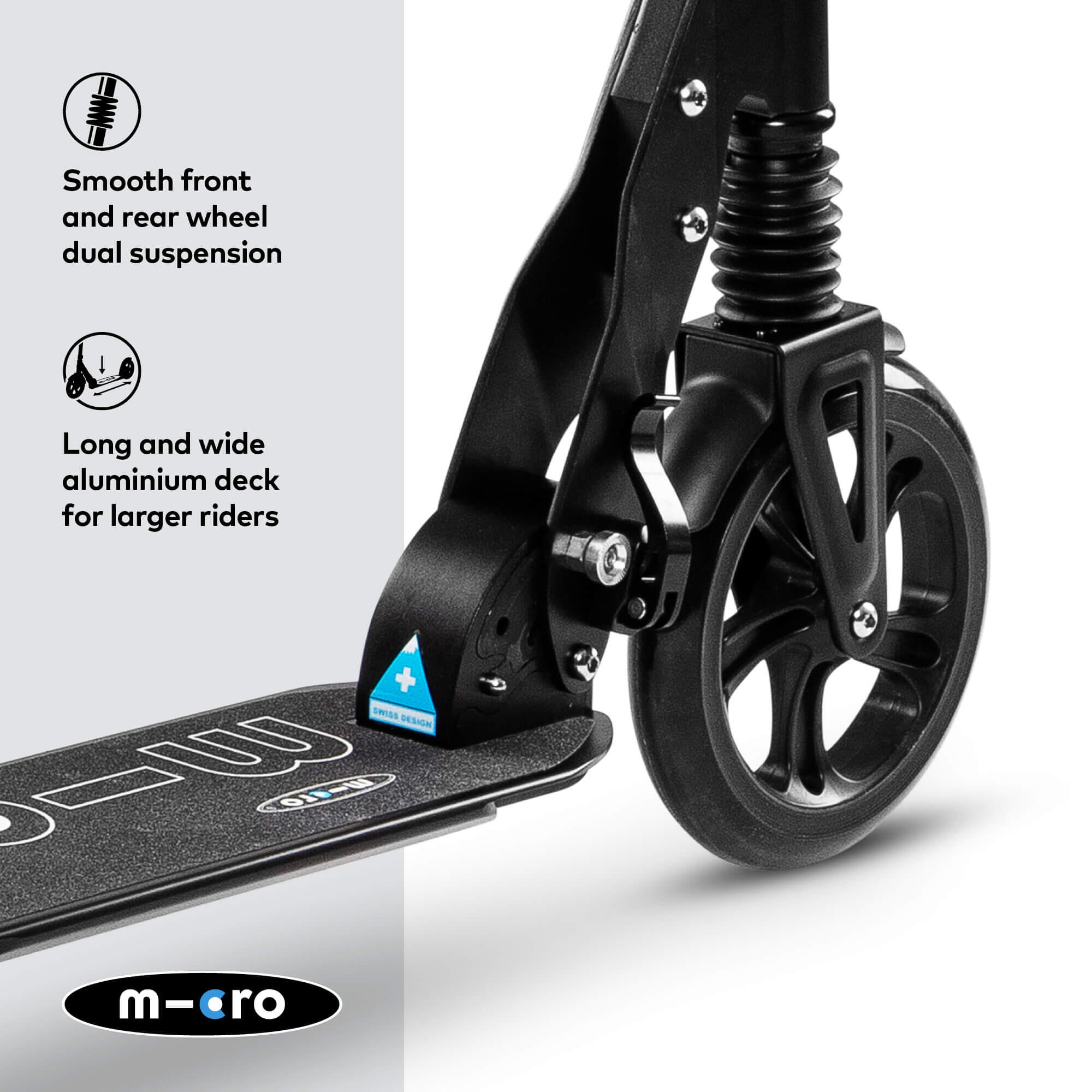 Micro Suspension czarna - hulajnoga z podwójnym zawieszeniem 3/7