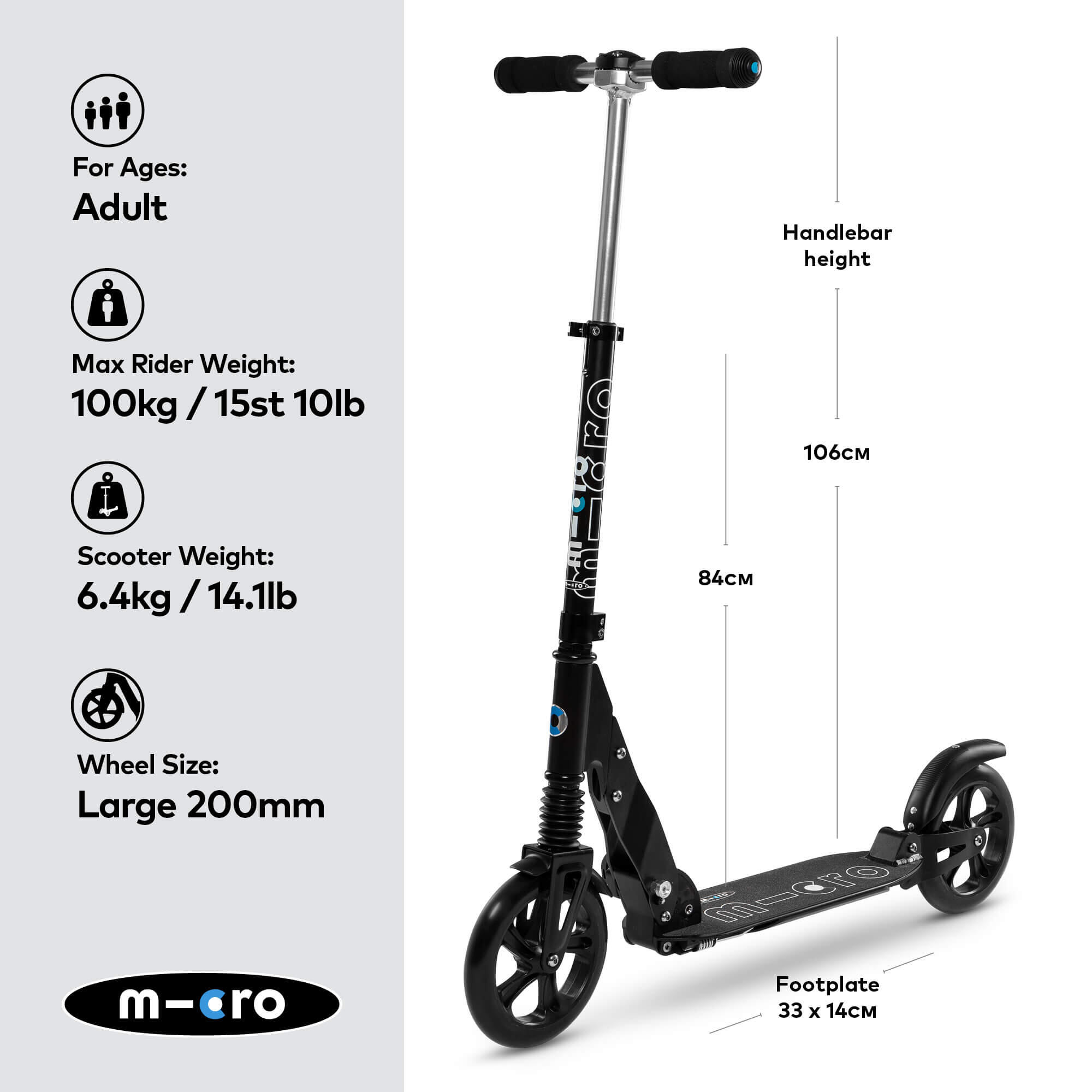 Micro Suspension czarna - hulajnoga z podwójnym zawieszeniem 2/7