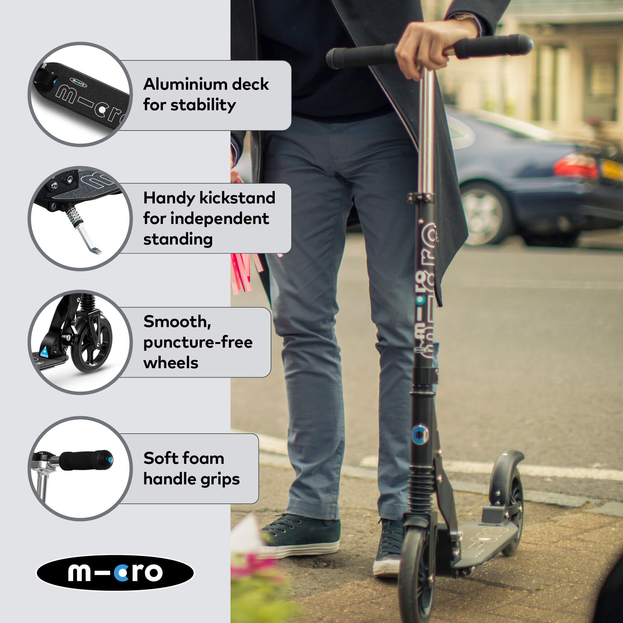 Micro Suspension czarna - hulajnoga z podwójnym zawieszeniem 5/7