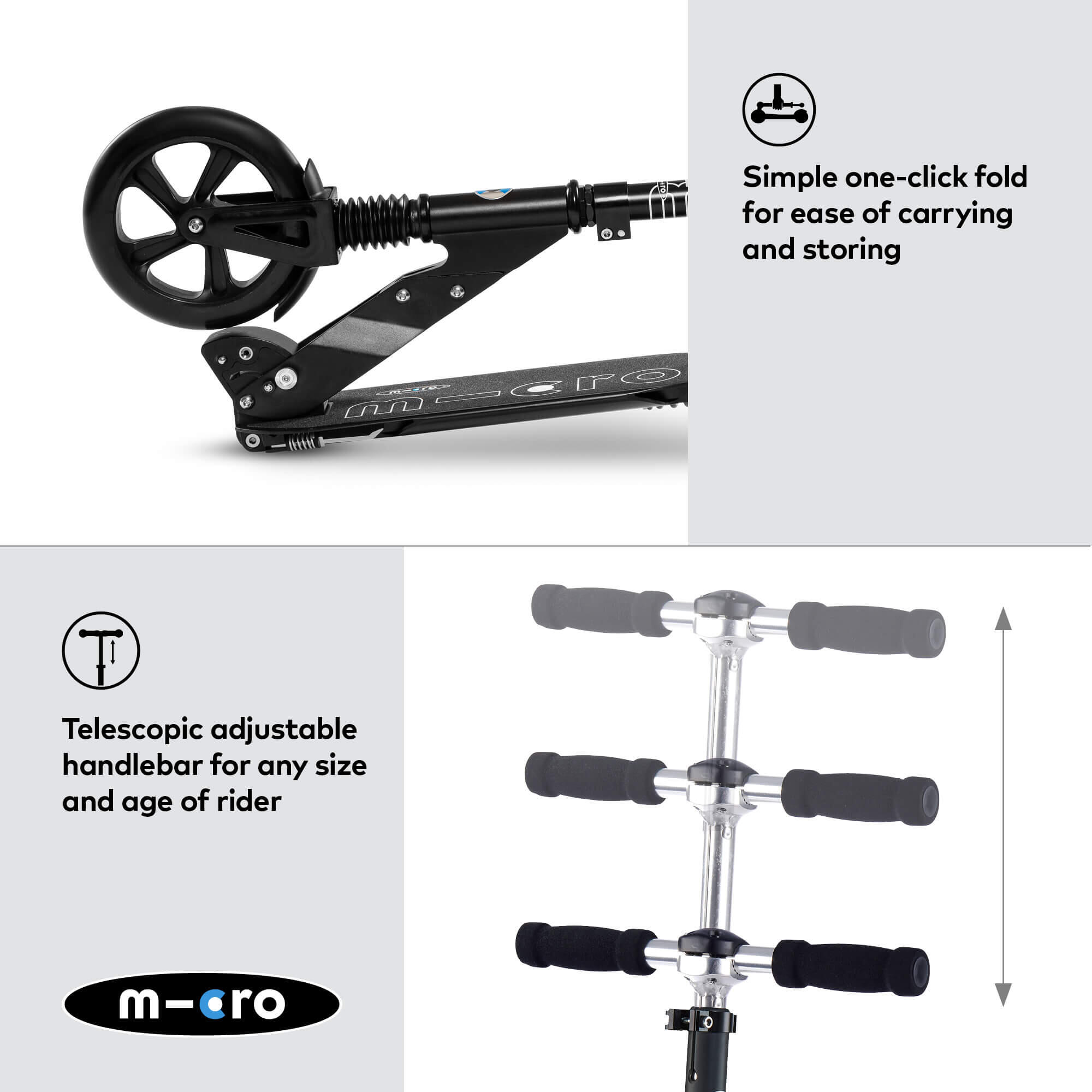 Micro Suspension czarna - hulajnoga z podwójnym zawieszeniem 4/7