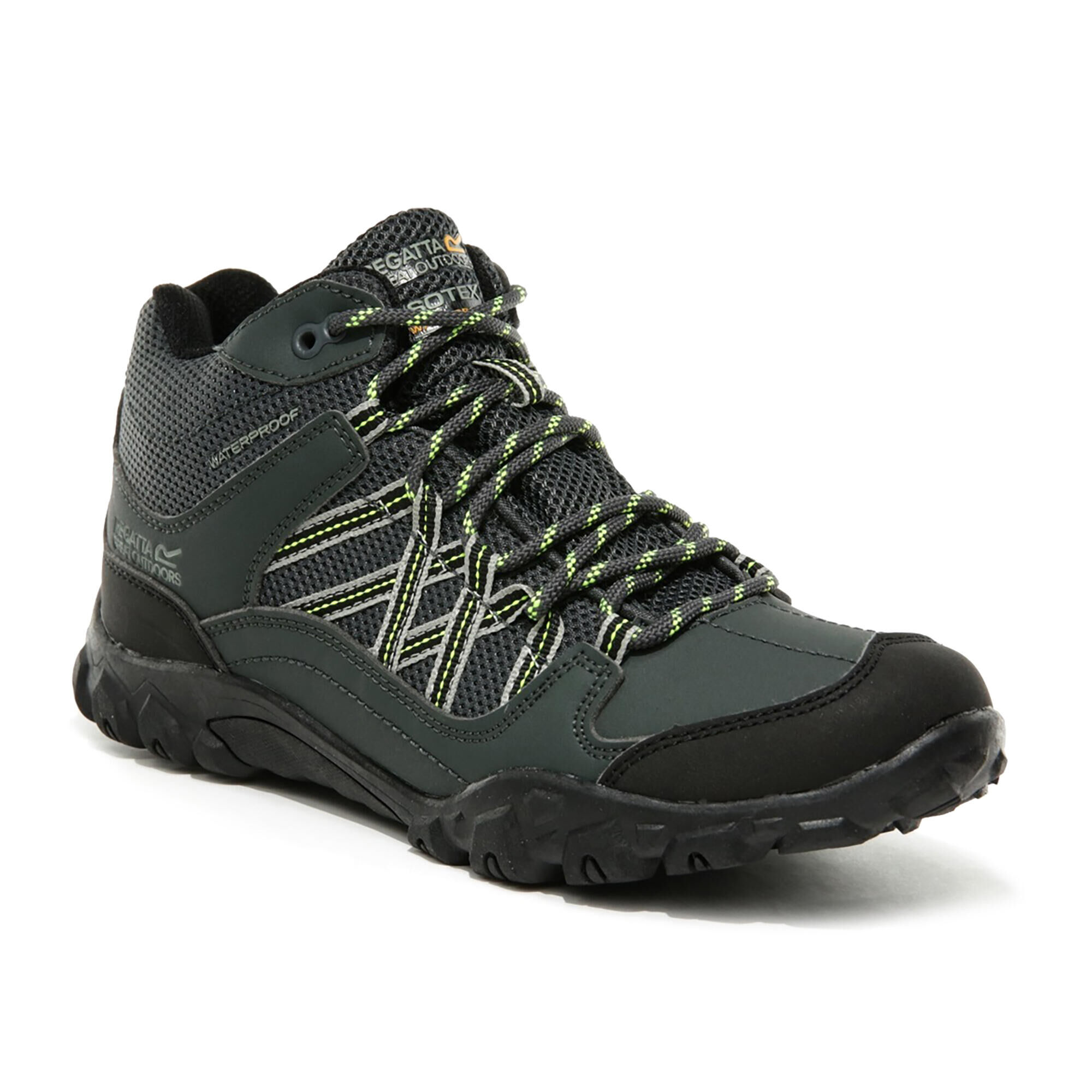 REGATTA Edgepoint Kids' Hiking Waterproof Mid Boots - Grey/Light Green