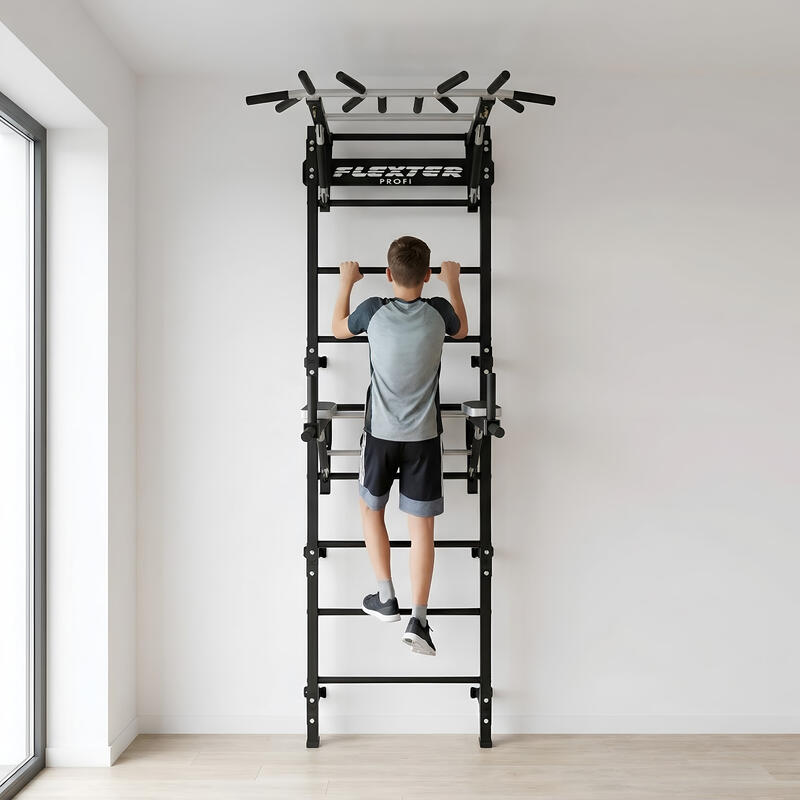 Femei Bărbați Scară Fixă Fitness Metal cu Bară de Tracțiuni Urban Negru