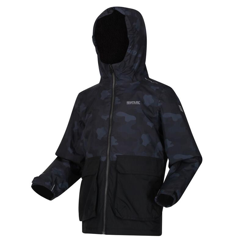 Salman Kids' Hiking Waterproof Jacket - Black