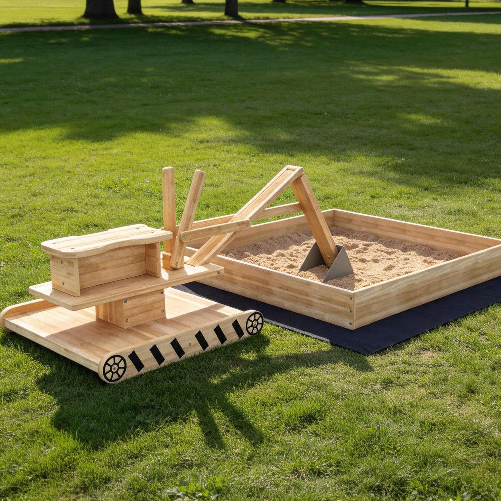 Arenero para Niños AIYAPLAY 184x90x56 cm Madera Natural 5/5