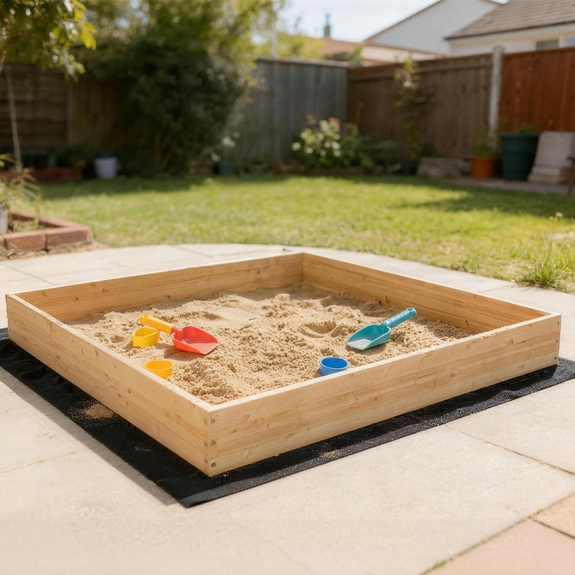Arenero para Niños AIYAPLAY 184x90x56 cm Madera Natural 4/5