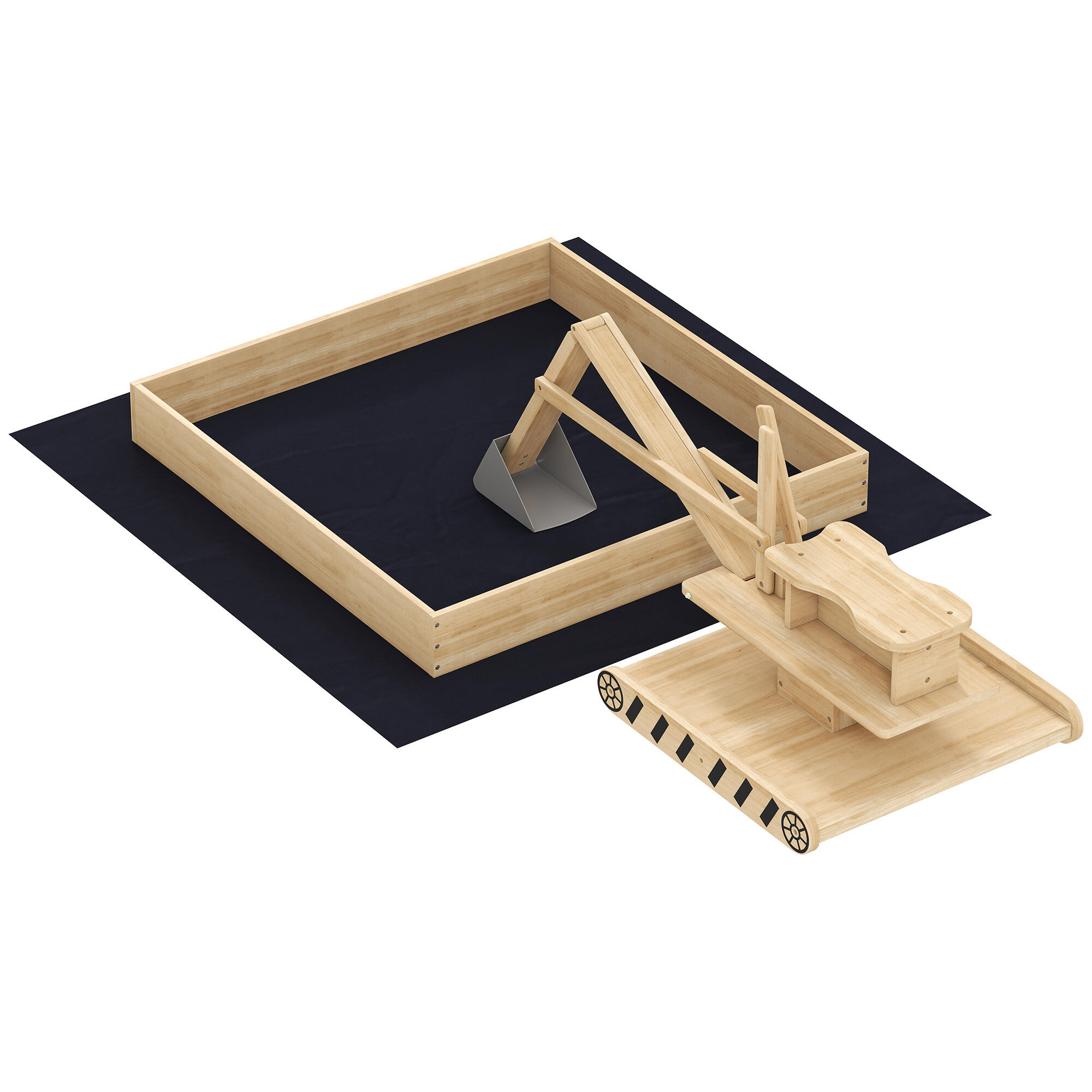 Arenero para Niños AIYAPLAY 184x90x56 cm Madera Natural 1/5