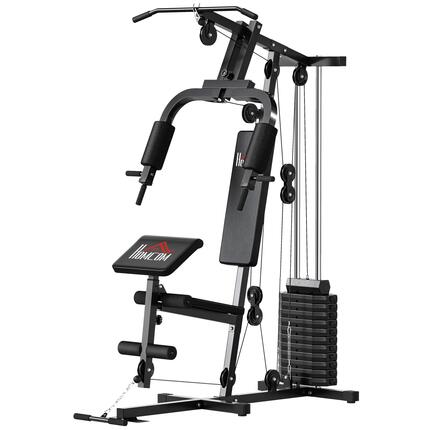 Station de musculation complète avec 12 contrepoids acier noir