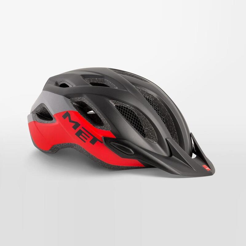 MET Crossover Helmet with Integrated LED Black Red