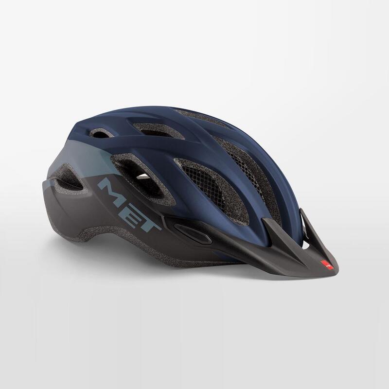 MET Crossover Helmet with Integrated LED Blue Black