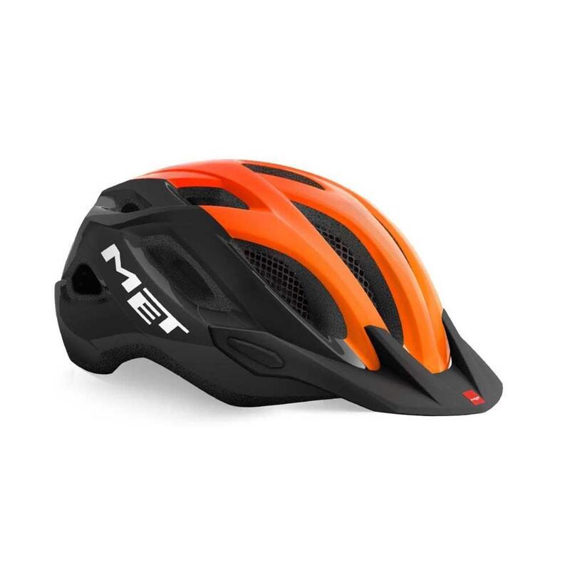 MET Crossover Helmet with Integrated LED Black Orange Glossy