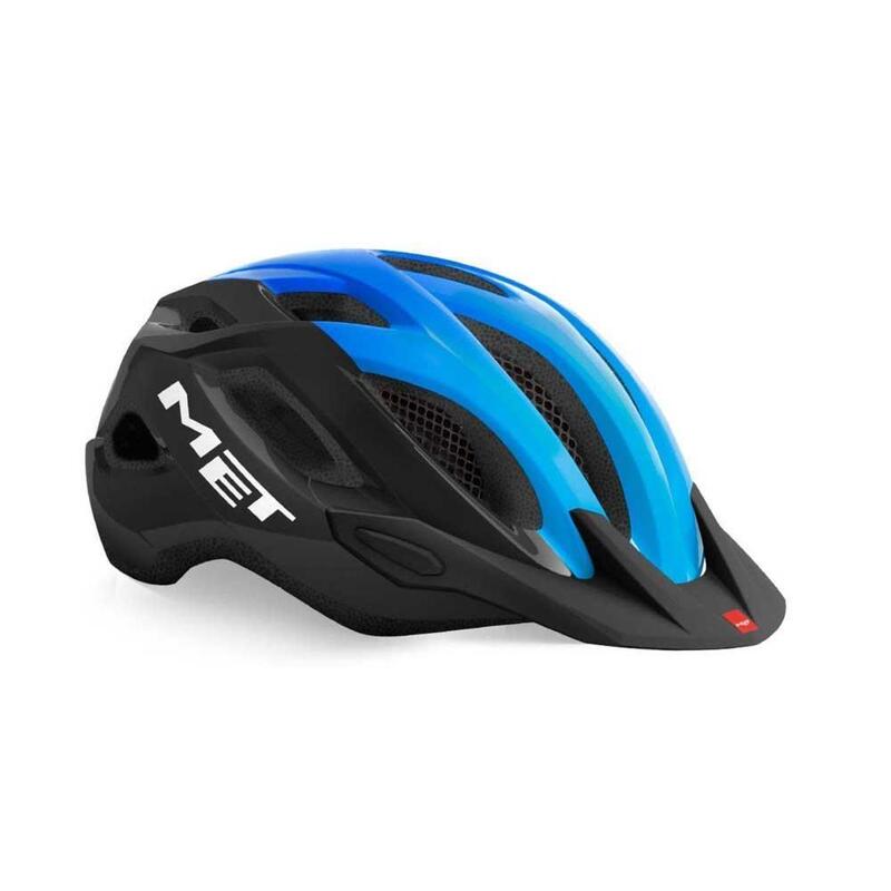 MET Crossover Helmet with Integrated LED Black Cyan Glossy
