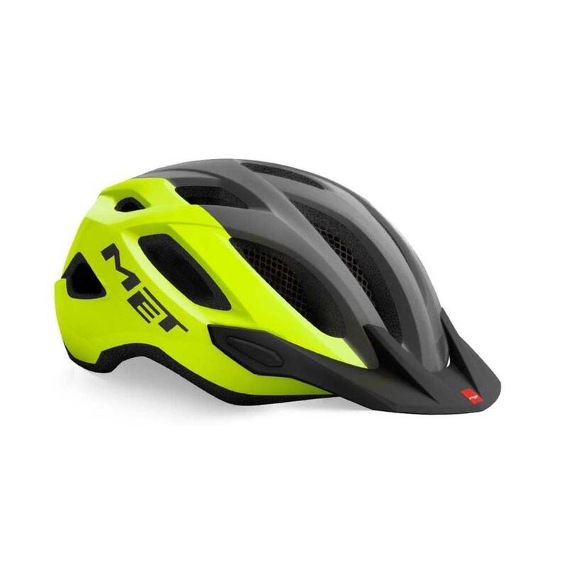 MET Crossover Helmet with Integrated LED Fluo Yellow Gray
