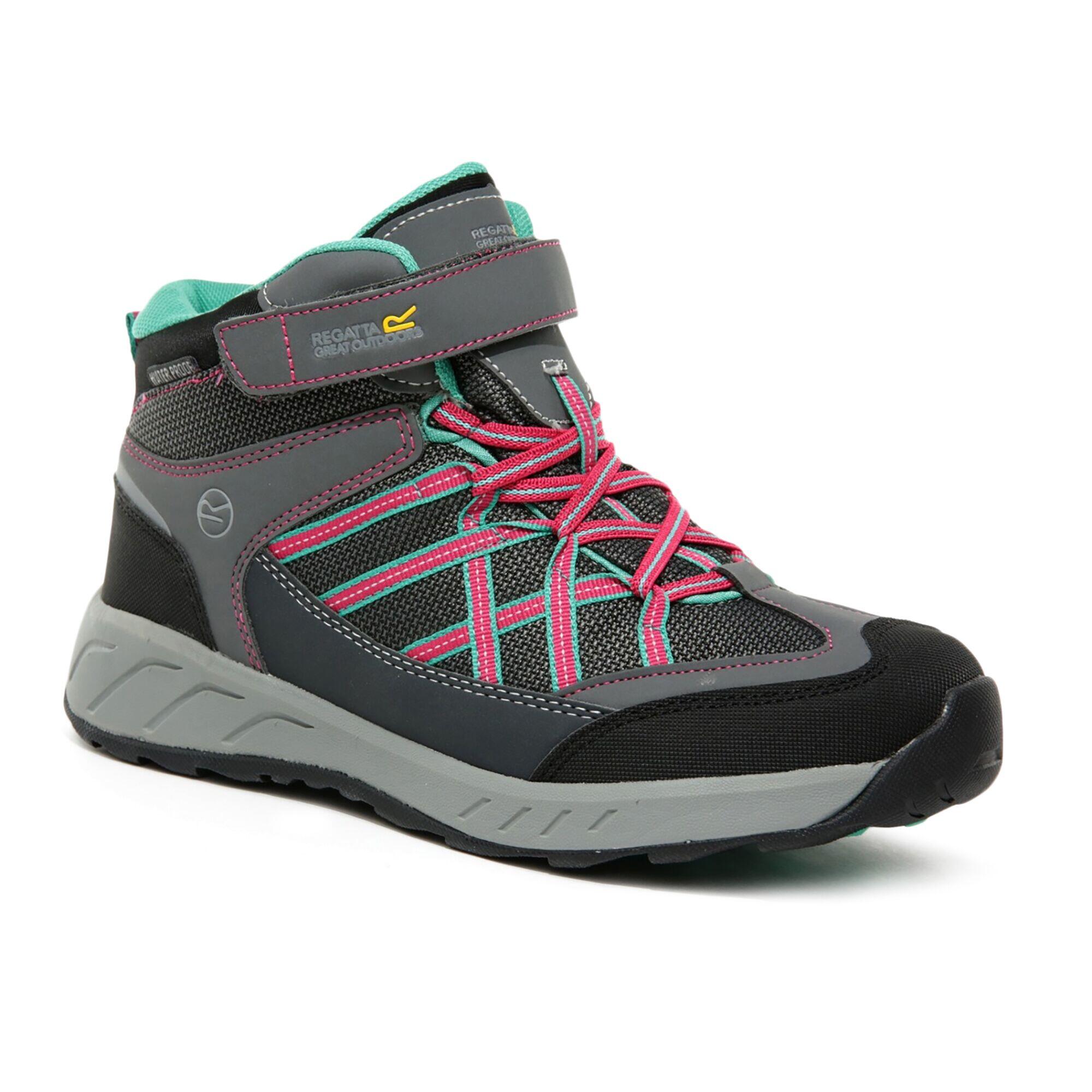REGATTA Samaris V Kids' Hiking Waterproof Mid Boots - Light Grey/Pink