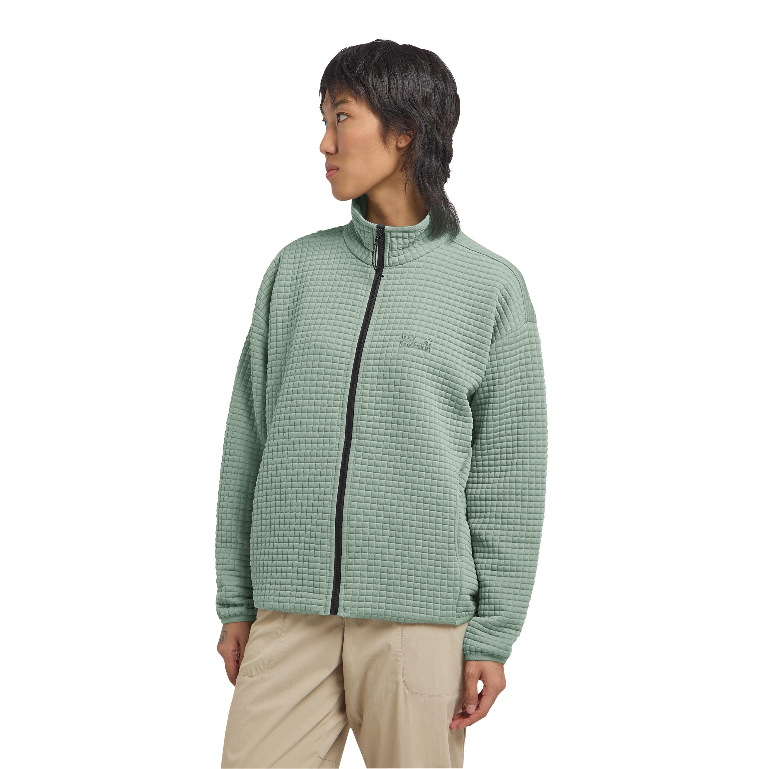 Mogari Fleecejack Dames Dames Lange rits fleece Green Zinnia 3/7