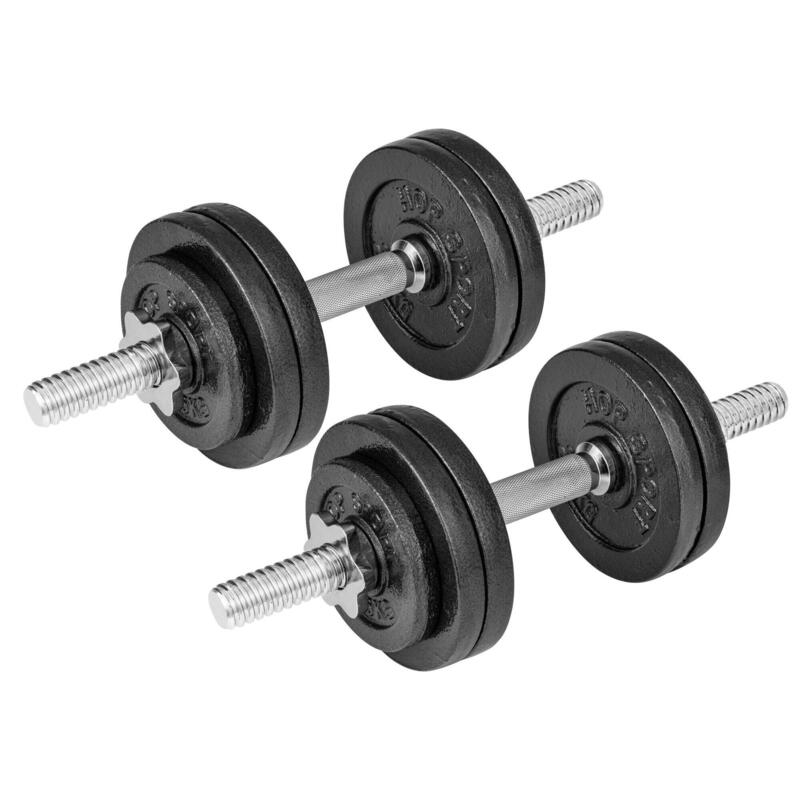 Hantle żeliwne Hop-Sport strong 2x15kg z rękawiczkami