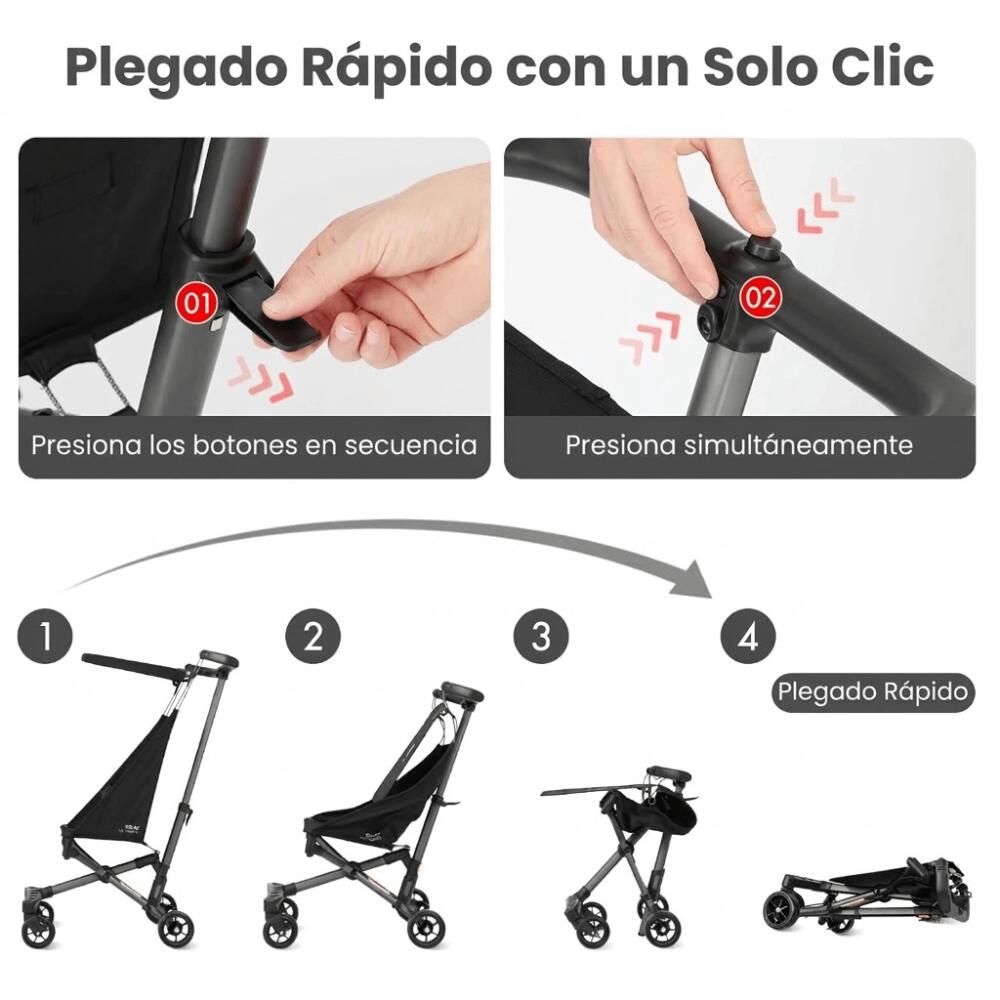 POUSSETTE ULTRA-LÉGÈRE QPLAY T18 COMPACTE ET SÉCURISÉE POUR VOYAGER 6/7
