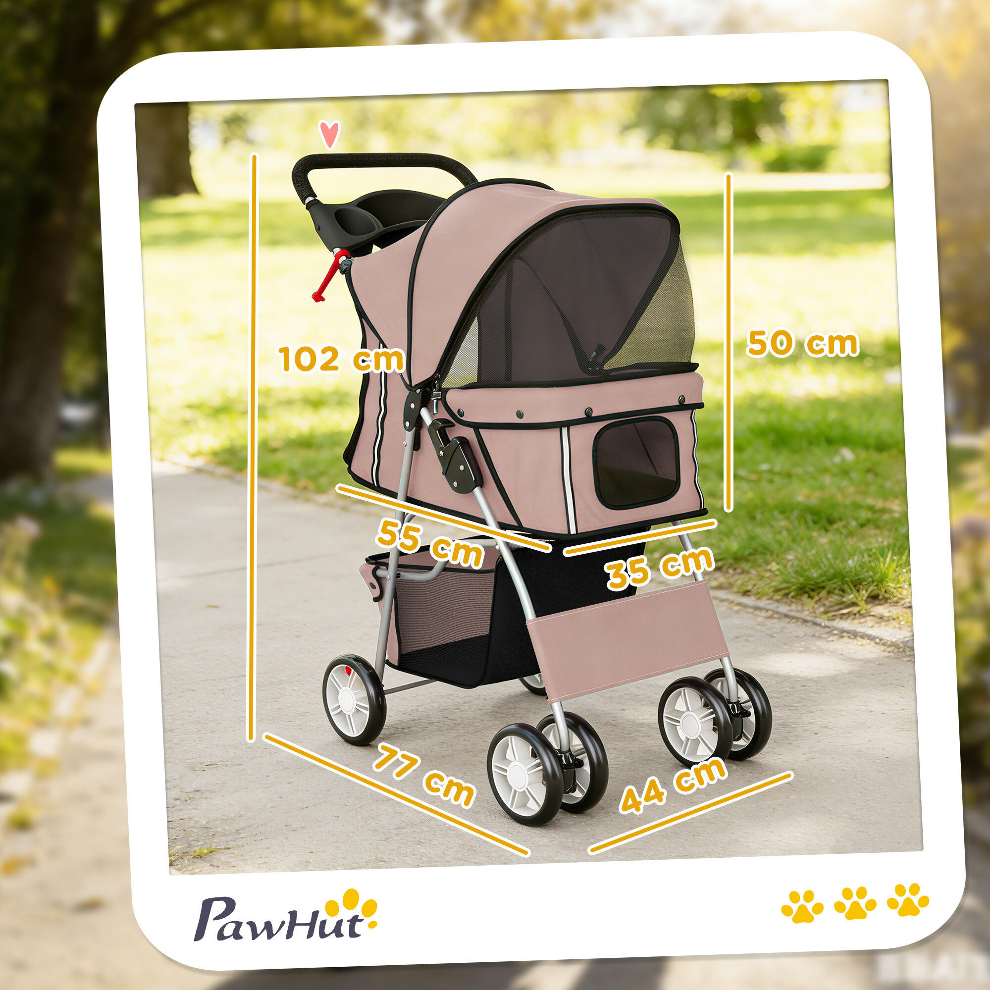 Carrito para Perros PawHut 77x44x102 cm Café 3/5