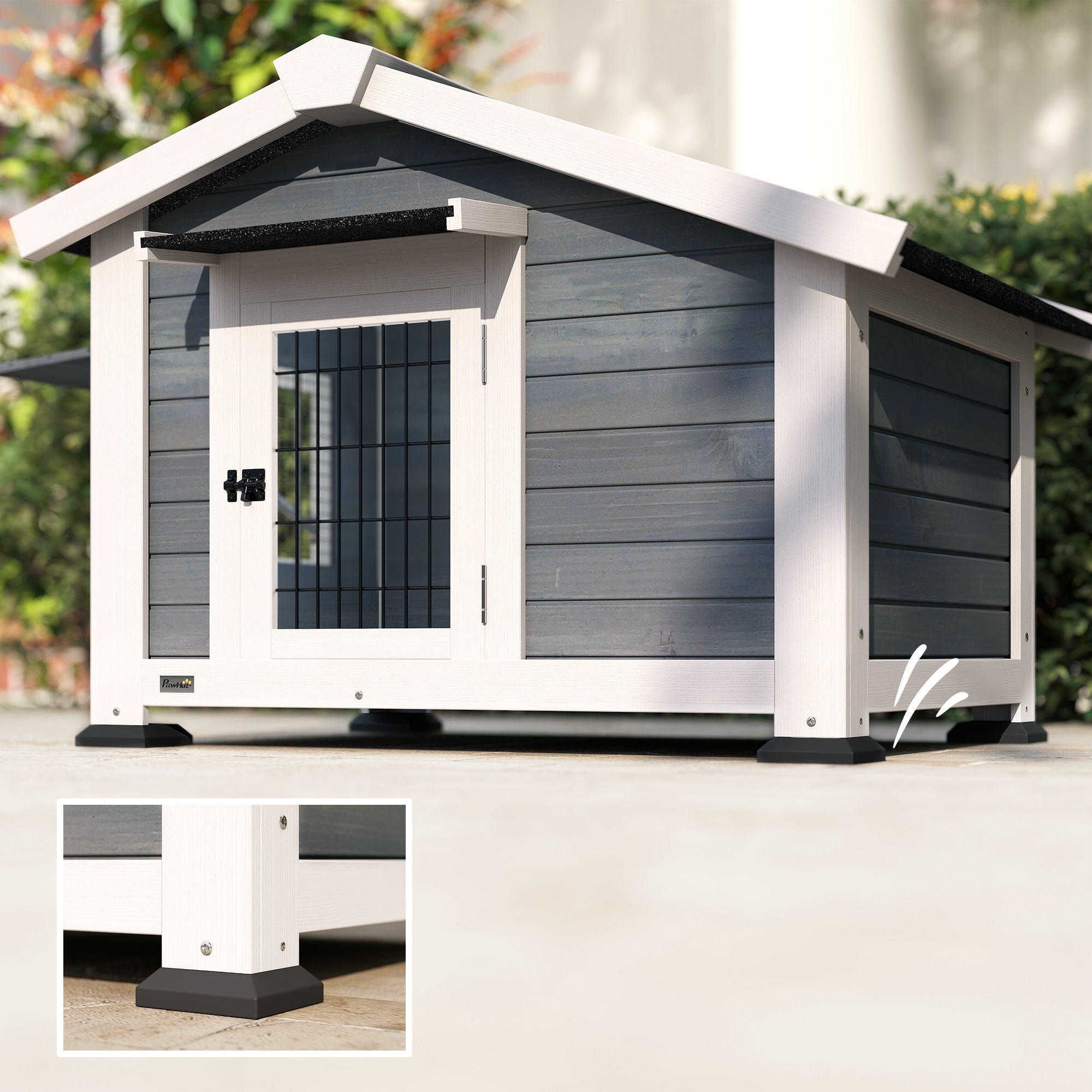 Caseta para Perros PawHut 98x76x69.5 cm Gris 5/5