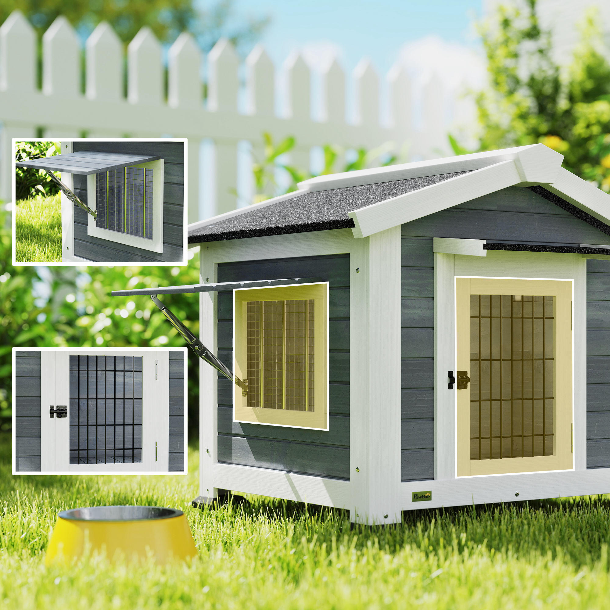 Caseta para Perros PawHut 98x76x69.5 cm Gris 4/5