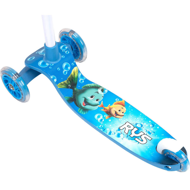 Trotineta cu 3 roti Rys Blue, roti luminoase, albastru