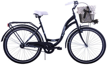 (K14) Rower miejski damski Kozbike czarny + kosz z wkładką