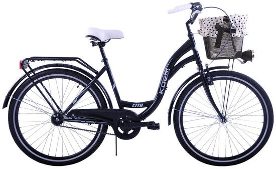 (K14) Rower miejski damski Kozbike czarny + kosz z wkładką