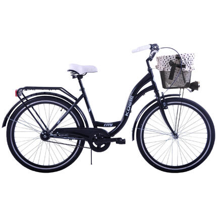 (K14) Rower miejski damski Kozbike czarny + kosz z wkładką