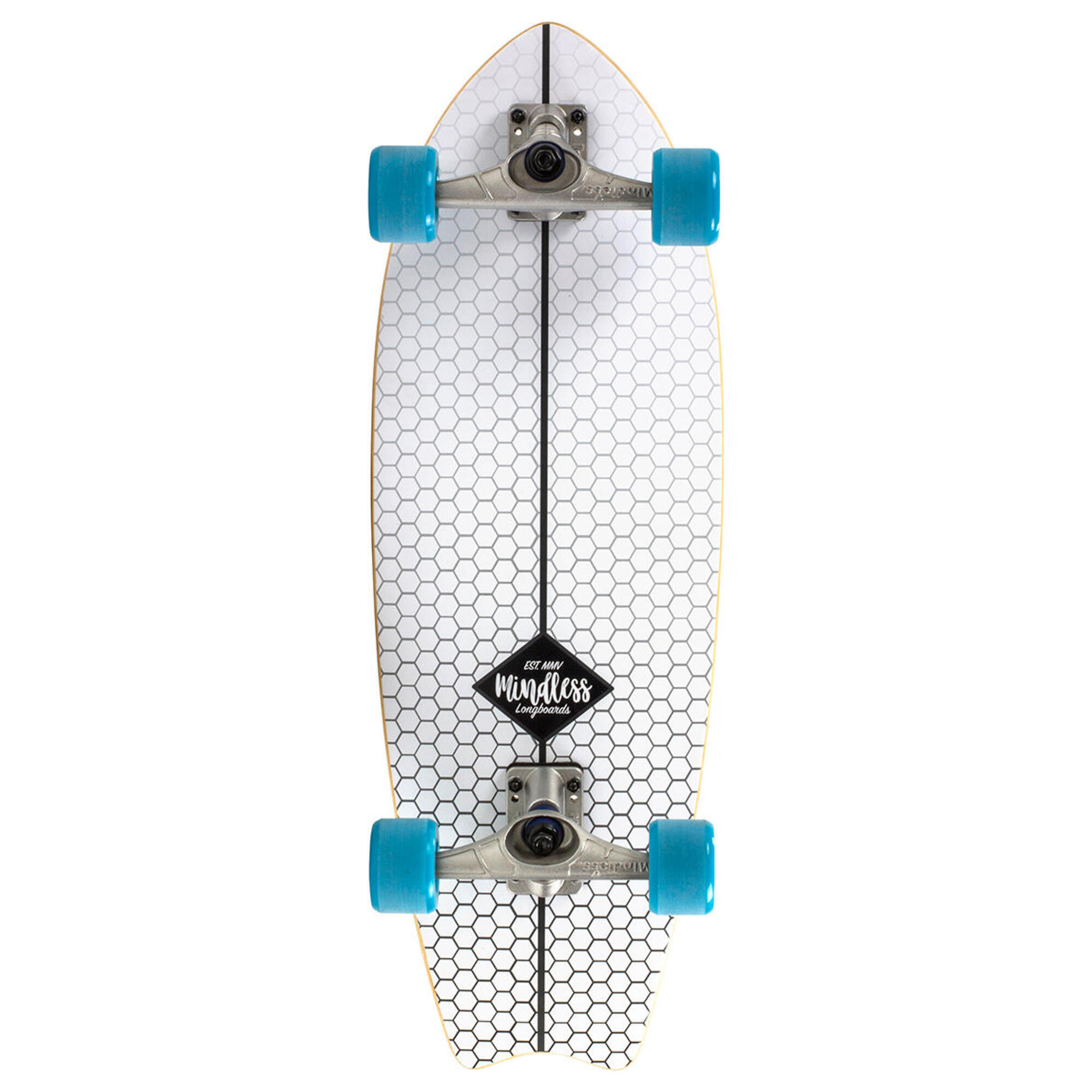 Mindless Longboard - Longboard Mindless Surf Skate Fish Tail Blanc 29.5" - Longboard Skate - Blanc|bleu|noir - Decathlon