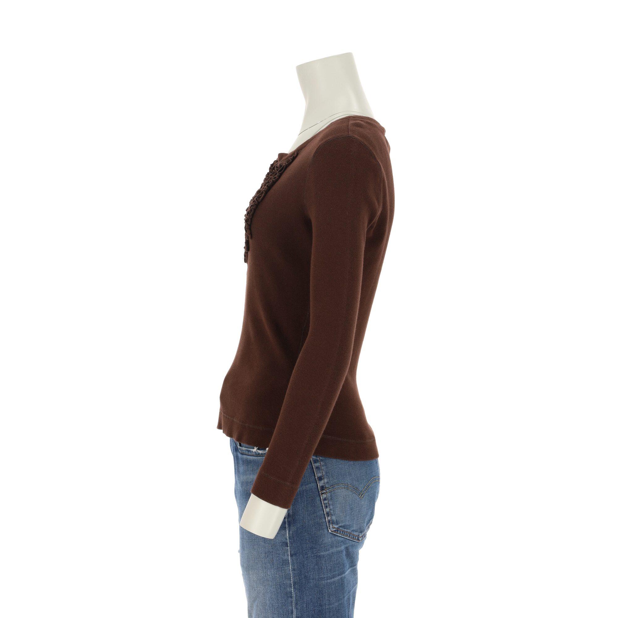 Segunda Vida - Camisola de Manga Longa Feminina Marrom - Como novo 3/7