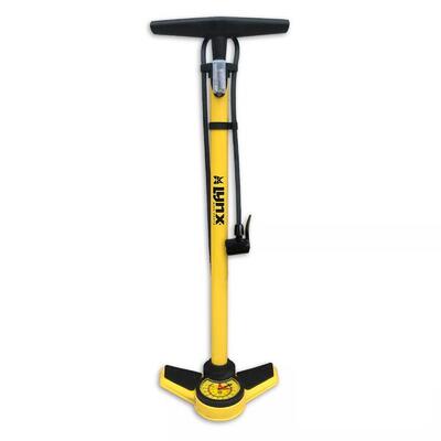 Fietspomp met drukmeter 6 bar geel alle ventielen