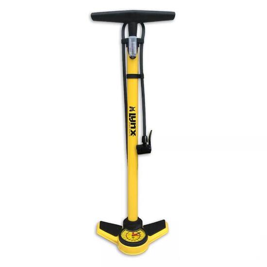 Lynx stalowa pompka podłogowa z manometrem 6 bar żółta