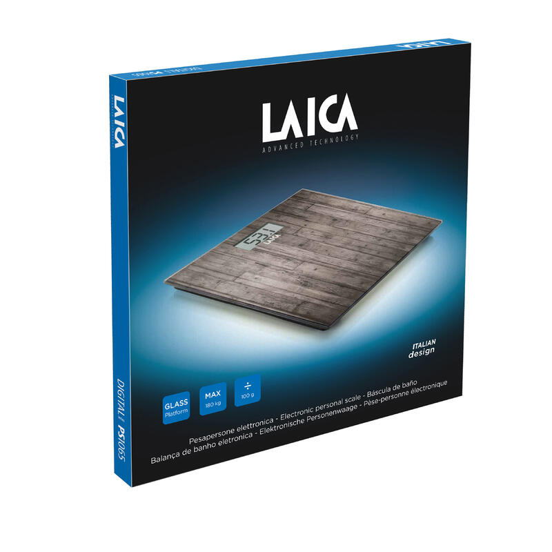BASCULA DE BAÑO DIGITAL PS1065 "MADERA OSCURA" 180 Kg*