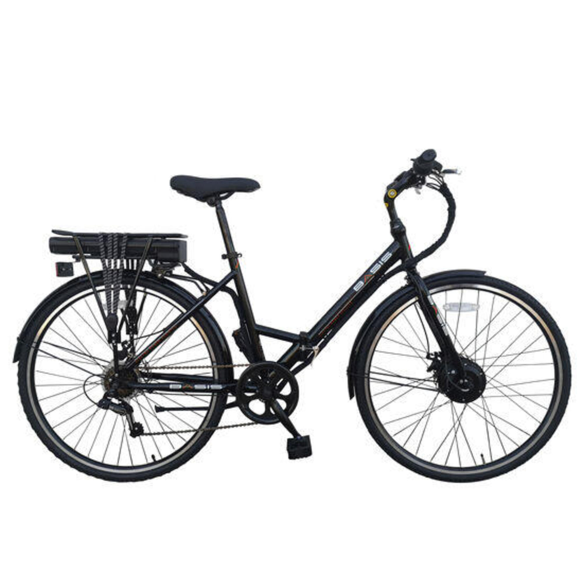 Basis Hybrid Full Size Folding Electric Bike 700c Wheel Black/Red 9.6Ah 1/5