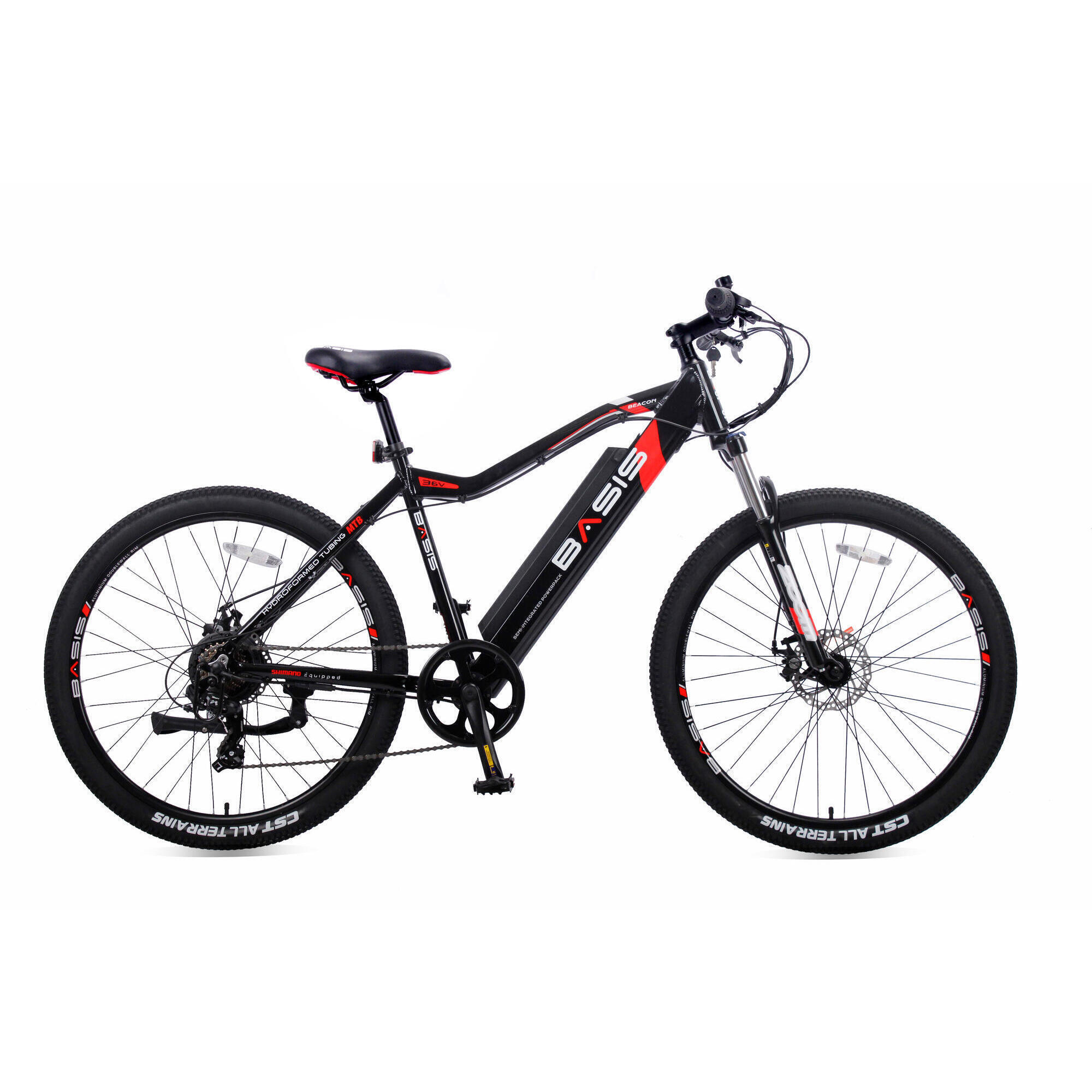 Basis Beacon Hardtail Electric Mountain bike, 14Ah - Black/Red BASIS ...