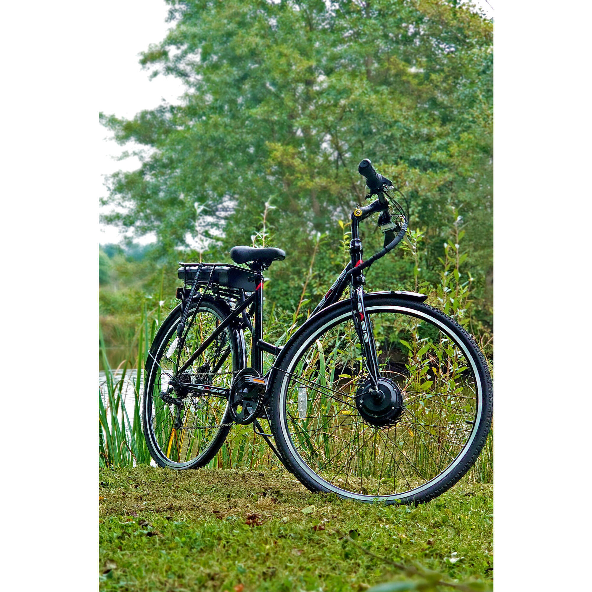Basis Hybrid Full Size Folding Electric Bike 700c Wheel Black/Red 9.6Ah 2/5