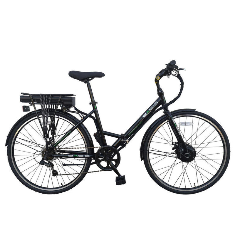 Basis Hybrid Full Size Folding Electric Bike 700c Wheel Black/Green 9.6Ah