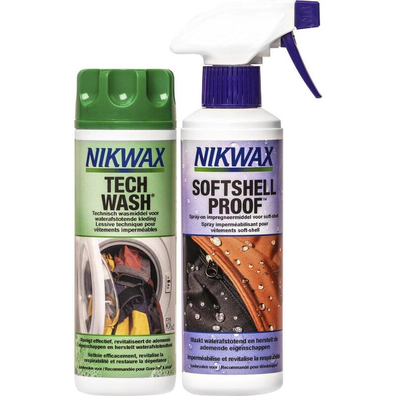 Nikwax Twin Tech Wash 300ml & Softshell Proof Spray-On 300ml - 2-Pack