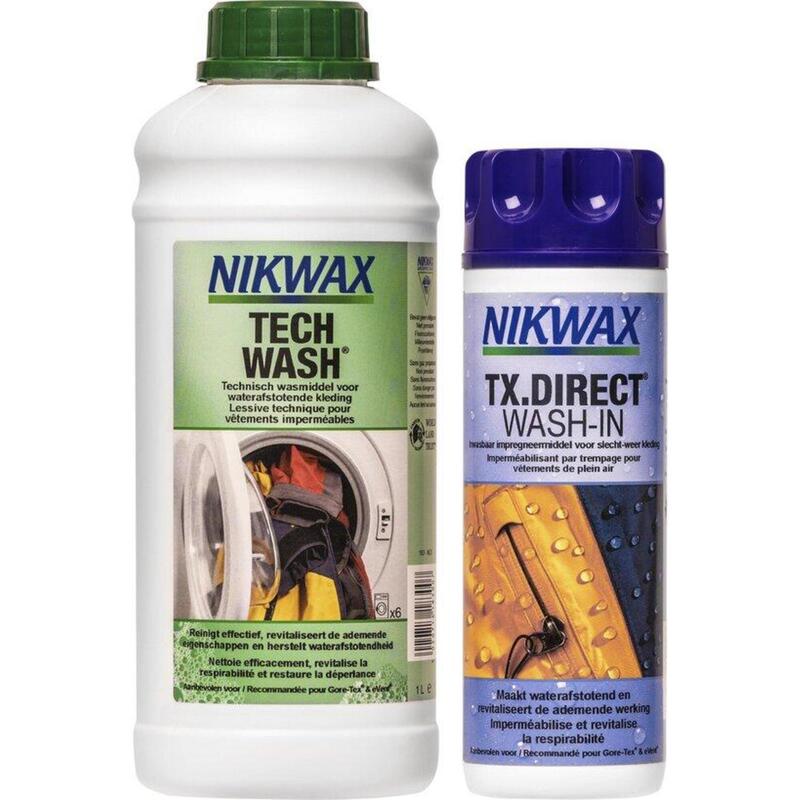 2 x Lessive Tech Wash 1L + 1x imperméabilisant TX.Direct 1L + Extra Dry Bag  10L NIKWAX