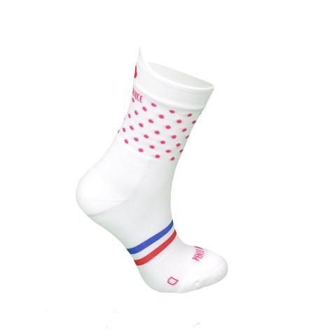 Chaussettes De Course À Pied Blanche À Pois Roses