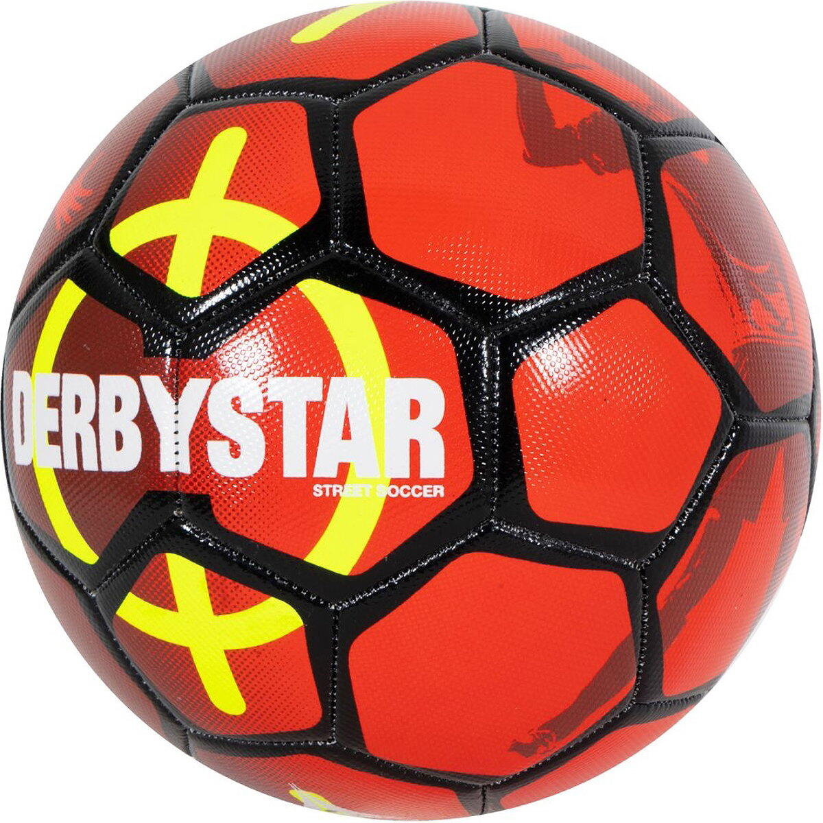 Derbystar Street Soccer Ballon de Football de Rue - Rouge / Jaune - Taille 5 2/5