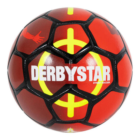 Derbystar Street Soccer Ballon de Football de Rue - Rouge / Jaune - Taille 5