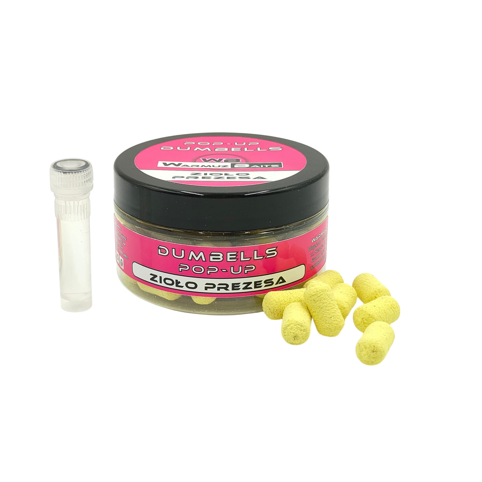 Kulki Pływające Pop Up 10mm Dumbells + dopalacz Warmuz Baits 100ml ZIOŁO PREZESA 1/1