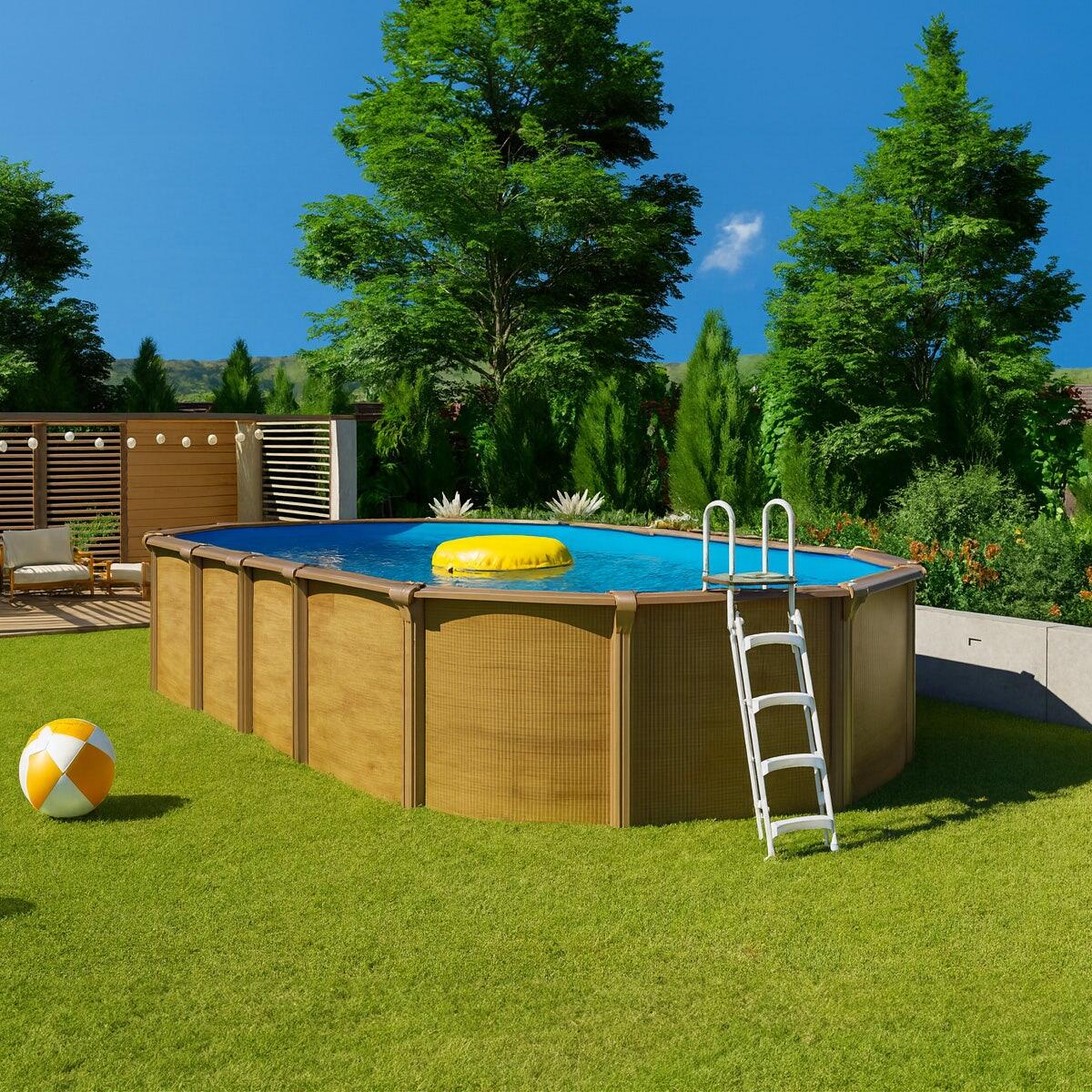 Piscine hors sol acier ovale 7,30 x 3,65 x 1,32 m aspect bois OSMOSE 2/7