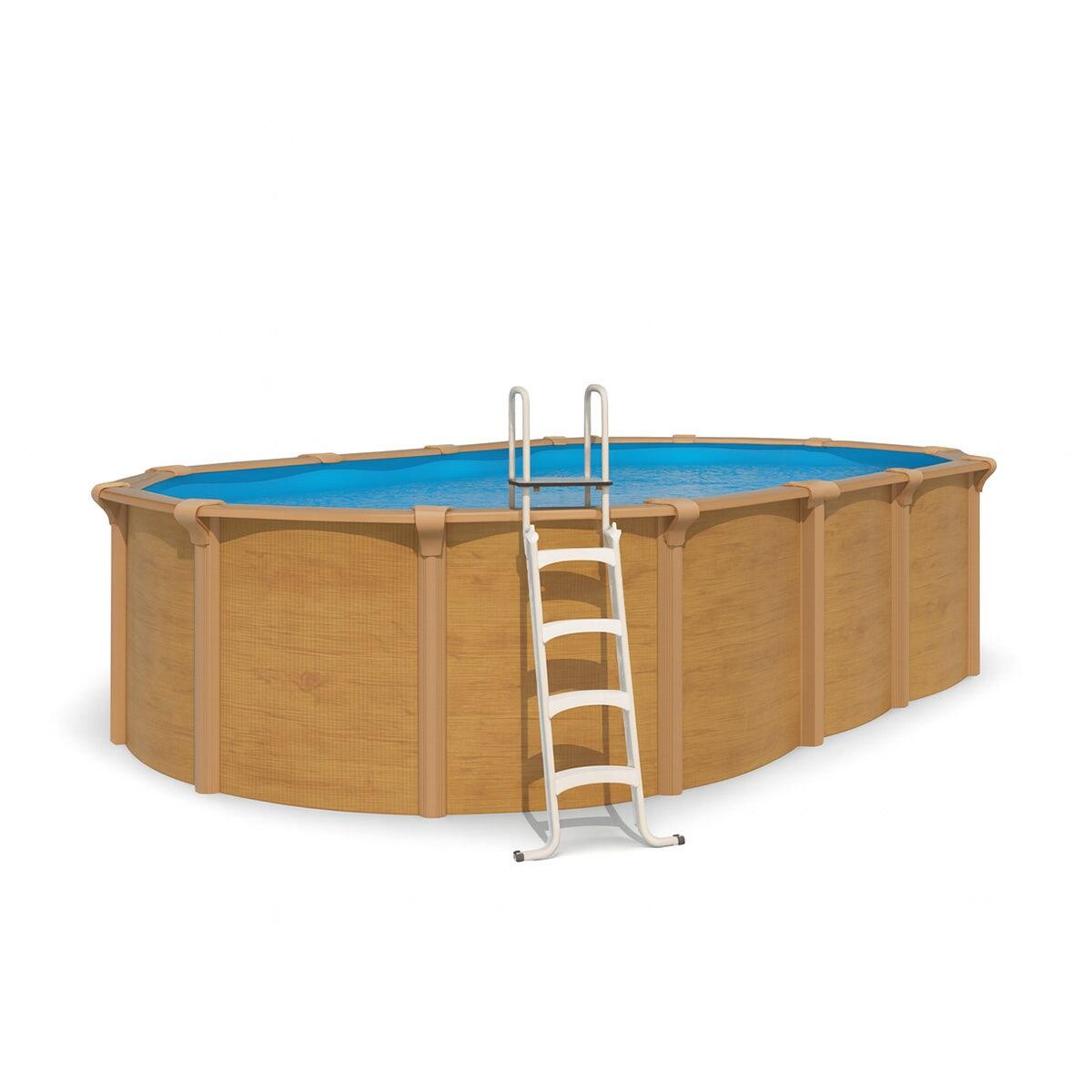 Piscine hors sol acier ovale 7,30 x 3,65 x 1,32 m aspect bois OSMOSE 1/7