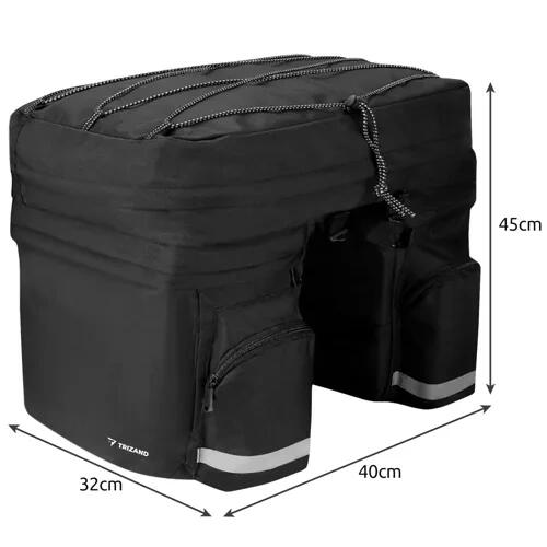 Dubbele Fietstas 60L Regenhoes Reflectoren Zwart 7/7
