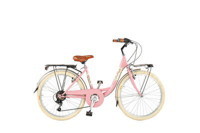 Via Veneto Bici Bambina Ragazza Giuly 24" 6V Taglia 38 Rosa Diva