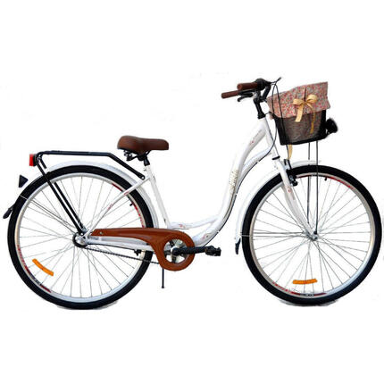 Rower Fuzlu 28 Arizona S-1 A łabądź kremowy rower + metalowy kosz z wkładką
